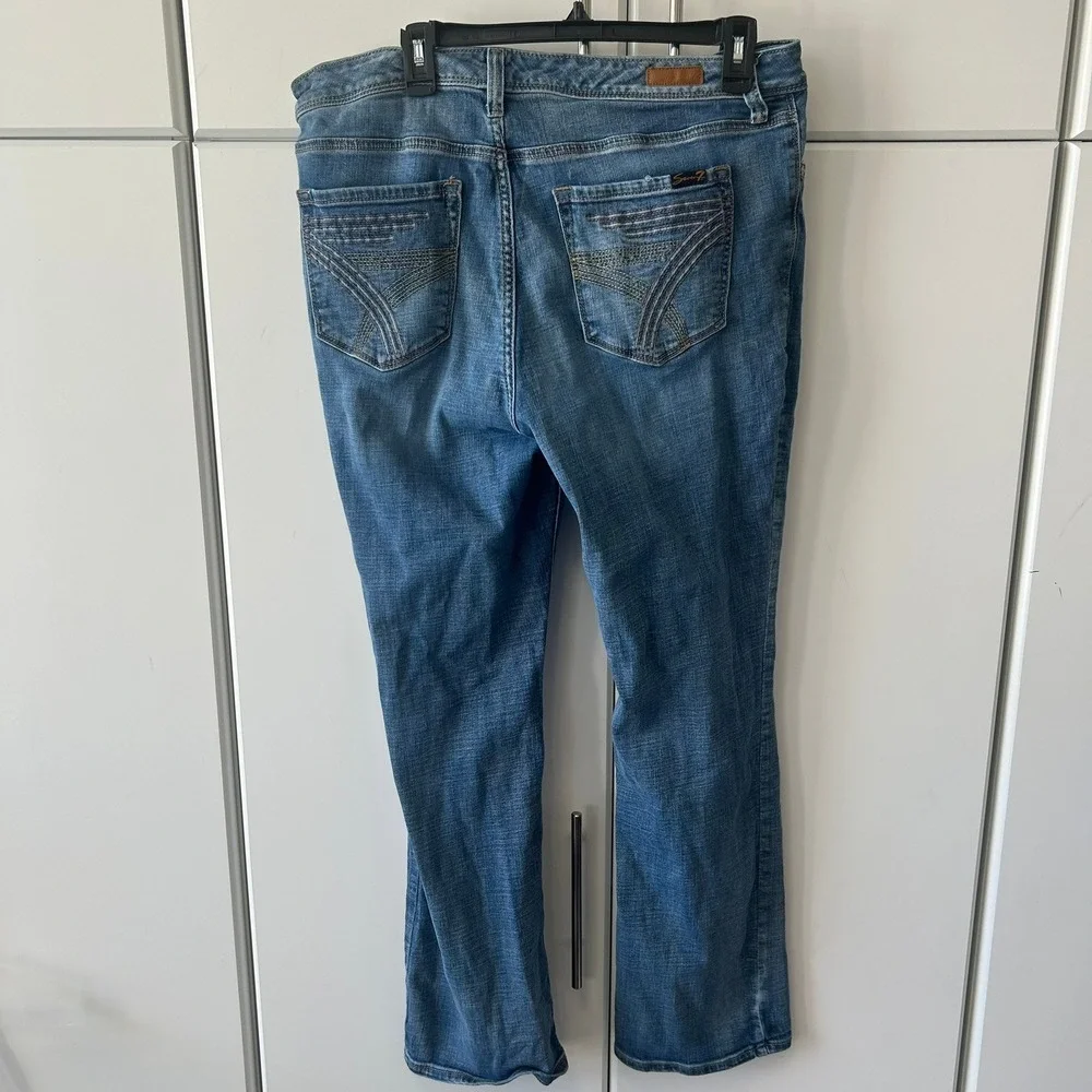 Seven7 Womens Bootcut Jeans Size 16 Medium Wash Stretch Denim Blue Pants